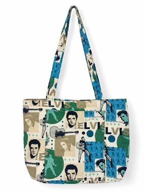 Elvis Presley Quilted Cotton Tote Bag Velcro Close Music Fan Bag